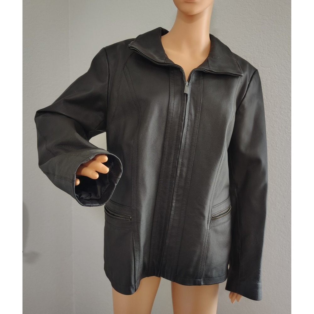 East 5th Black 100% Genuine Leather Jacket Size XL Full Zip Front